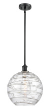 Innovations Lighting 516-1S-BK-G1213-12CL - Athens Deco Swirl - 1 Light - 12 inch - Matte Black - Stem hung - Mini Pendant