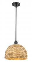 Innovations Lighting 516-1S-BK-RBD-12-NAT - Woven Rattan - 1 Light - 12 inch - Matte Black - Multi Pendant