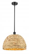 Innovations Lighting 516-1S-BK-RBD-16-NAT - Woven Rattan - 1 Light - 16 inch - Matte Black - Multi Pendant