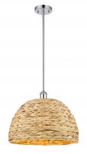 Innovations Lighting 516-1S-PC-RBD-16-NAT - Woven Rattan - 1 Light - 16 inch - Polished Chrome - Multi Pendant