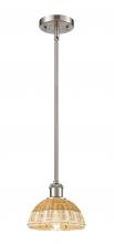 Innovations Lighting 516-1S-SN-NBD2-75-NAT - Bristol Natural II - 1 Light - 8 inch - Brushed Satin Nickel - Stem hung - Mini Pendant
