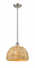 Innovations Lighting 516-1S-SN-RBD-12-NAT - Woven Rattan - 1 Light - 12 inch - Satin Nickel - Multi Pendant