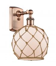 Innovations Lighting 516-1W-AC-G121-8RB - Farmhouse Rope - 1 Light - 8 inch - Antique Copper - Sconce