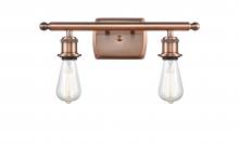Innovations Lighting 516-2W-AC - Bare Bulb - 2 Light - 16 inch - Antique Copper - Bath Vanity Light
