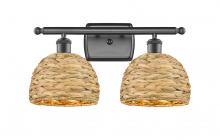 Innovations Lighting 516-2W-OB-RBD-8-NAT - Woven Rattan - 2 Light - 18 inch - Oil Rubbed Bronze - Bath Vanity Light