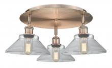 Innovations Lighting 516-3C-AC-G132 - Orwell - 3 Light - 20 inch - Antique Copper - Flush Mount