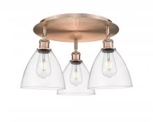 Innovations Lighting 516-3C-AC-GBD-752 - Bristol - 3 Light - 19 inch - Antique Copper - Flush Mount