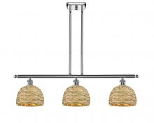Innovations Lighting 516-3I-PC-RBD-8-NAT - Woven Rattan - 3 Light - 36 inch - Polished Chrome - Multi Pendant