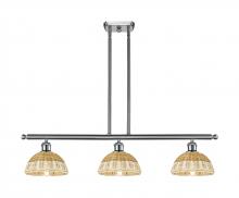 Innovations Lighting 516-3I-SN-NBD2-75-NAT - Bristol Natural II - 3 Light - 36 inch - Brushed Satin Nickel - Stem Hung - Island Light