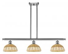 Innovations Lighting 516-3I-SN-NBD2-9-NAT - Bristol Natural II - 3 Light - 36 inch - Brushed Satin Nickel - Stem Hung - Island Light