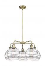 Innovations Lighting 516-5CR-AB-G556-8CL - Rochester - 5 Light - 26 inch - Antique Brass - Chandelier