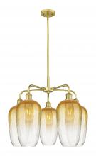 Innovations Lighting 516-5CR-SG-G484-7AM - Brookhaven Flute - 5 Light - 26 inch - Satin Gold - Stem hung - Chandelier