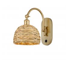 Innovations Lighting 518-1W-SG-RBD-8-NAT - Woven Rattan - 1 Light - 8 inch - Satin Gold - Adjustable Swing Arm