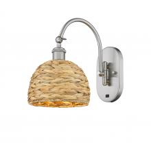 Innovations Lighting 518-1W-SN-RBD-8-NAT - Woven Rattan - 1 Light - 8 inch - Satin Nickel - Adjustable Swing Arm
