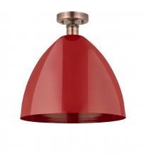 Innovations Lighting 616-1F-AC-MBD-16-RD - Plymouth - 1 Light - 16 inch - Antique Copper - Semi-Flush Mount