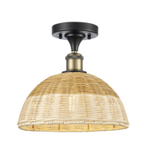 Innovations Lighting 616-1F-BAB-NBD2-12-NAT - Bristol Natural II - 1 Light - 12 inch - Black Antique Brass - Semi-Flush Mount