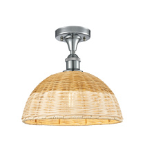 Innovations Lighting 616-1F-PC-NBD2-12-NAT - Bristol Natural II - 1 Light - 12 inch - Polished Chrome - Semi-Flush Mount