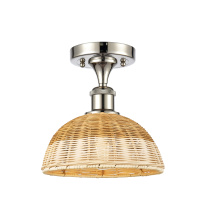 Innovations Lighting 616-1F-PN-NBD2-9-NAT - Bristol Natural II - 1 Light - 9 inch - Polished Nickel - Semi-Flush Mount