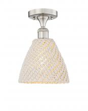 Innovations Lighting 616-1F-SN-NBD-75-NAT - Bristol Natural - 1 Light - 8 inch - Brushed Satin Nickel - Semi-Flush Mount