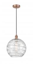 Innovations Lighting 616-1P-AC-G1213-12 - Athens Deco Swirl - 1 Light - 12 inch - Antique Copper - Cord hung - Mini Pendant