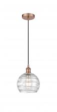 Innovations Lighting 616-1P-AC-G1213-8 - Athens Deco Swirl - 1 Light - 8 inch - Antique Copper - Cord hung - Mini Pendant