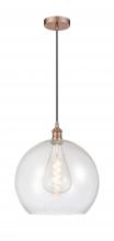 Innovations Lighting 616-1P-AC-G124-14 - Athens - 1 Light - 14 inch - Antique Copper - Cord hung - Pendant