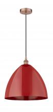 Innovations Lighting 616-1P-AC-MBD-16-RD - Plymouth - 1 Light - 16 inch - Antique Copper - Cord hung - Mini Pendant