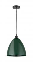 Innovations Lighting 616-1P-BK-MBD-12-GR - Plymouth - 1 Light - 12 inch - Matte Black - Cord hung - Mini Pendant