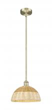 Innovations Lighting 616-1S-AB-NBD2-12-NAT - Bristol Natural II - 1 Light - 12 inch - Antique Brass - Stem hung - Mini Pendant