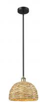 Innovations Lighting 616-1S-BAB-RBD-12-NAT - Woven Rattan - 1 Light - 12 inch - Black Antique Brass - Stem hung - Mini Pendant