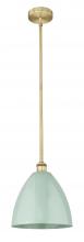 Innovations Lighting 616-1S-BB-MBD-12-SF - Plymouth - 1 Light - 12 inch - Brushed Brass - Stem hung - Mini Pendant