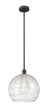 Innovations Lighting 616-1S-BK-G1213-14CL - Athens Deco Swirl - 1 Light - 14 inch - Matte Black - Stem hung - Mini Pendant