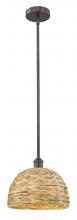 Innovations Lighting 616-1S-OB-RBD-12-NAT - Woven Rattan - 1 Light - 12 inch - Oil Rubbed Bronze - Stem hung - Mini Pendant