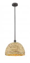 Innovations Lighting 616-1S-OB-RBD-16-NAT - Woven Rattan - 1 Light - 16 inch - Oil Rubbed Bronze - Stem hung - Mini Pendant