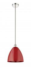 Innovations Lighting 616-1S-PN-MBD-12-RD - Plymouth - 1 Light - 12 inch - Polished Nickel - Stem hung - Mini Pendant
