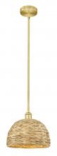 Innovations Lighting 616-1S-SG-RBD-12-NAT - Woven Rattan - 1 Light - 12 inch - Satin Gold - Stem hung - Mini Pendant