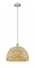 Innovations Lighting 616-1S-SN-RBD-16-NAT - Woven Rattan - 1 Light - 16 inch - Brushed Satin Nickel - Stem hung - Mini Pendant
