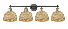 Innovations Lighting 616-4W-BAB-RBD-8-NAT - Woven Rattan - 4 Light - 35 inch - Black Antique Brass - Bath Vanity Light