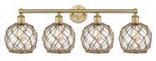 Innovations Lighting 616-4W-BB-G122-8RB - Farmhouse Rope - 4 Light - 35 inch - Brushed Brass - Bath Vanity Light