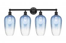 Innovations Lighting 616-4W-BK-G484-7SB - Brookhaven Flute - 4 Light - 34 inch - Matte Black - Bath Vanity Light