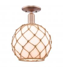 Innovations Lighting 716-1C-AC-G121-10RB - Farmhouse Rope - 1 Light - 10 inch - Antique Copper - Semi-Flush Mount