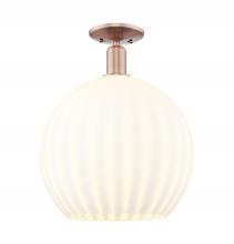 Innovations Lighting 716-1C-AC-G1217-14WV - White Venetian - 1 Light - 14 inch - Antique Copper - Semi-Flush Mount