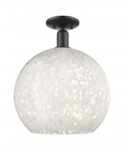 Innovations Lighting 716-1C-BK-G1216-14WM - White Mouchette - 1 Light - 14 inch - Matte Black - Semi-Flush Mount