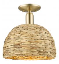 Innovations Lighting 716-1C-CB-RBD-12-NAT - Woven Rattan - 1 Light - 12 inch - Champagne Bronze - Semi-Flush Mount