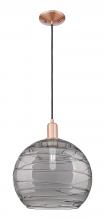 Innovations Lighting 716-1P-AC-G1213-14SM - Athens Deco Swirl - 1 Light - 14 inch - Antique Copper - Cord hung - Mini Pendant