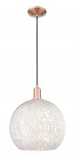 Innovations Lighting 716-1P-AC-G1216-14WM - White Mouchette - 1 Light - 14 inch - Antique Copper - Cord hung - Mini Pendant