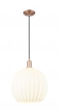Innovations Lighting 716-1P-AC-G1217-14WV - White Venetian - 1 Light - 14 inch - Antique Copper - Cord hung - Mini Pendant