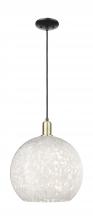 Innovations Lighting 716-1P-BAB-G1216-14WM - White Mouchette - 1 Light - 14 inch - Black Antique Brass - Cord hung - Mini Pendant