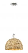 Innovations Lighting 716-1P-PN-RBD-12-NAT - Woven Rattan - 1 Light - 12 inch - Polished Nickel - Cord hung - Mini Pendant