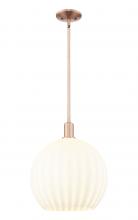 Innovations Lighting 716-1S-AC-G1217-14WV - White Venetian - 1 Light - 14 inch - Antique Copper - Stem hung - Mini Pendant